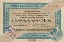 Banknoten Neusalz 1922 Notgeld der Stadt Neusalz (Oder) gebraucht (III) 500 Mark