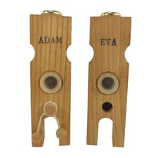 Adam & Eva - Salz- und Pfefferstreuer Vintage Holz Sammler Witz Erotik - RAR