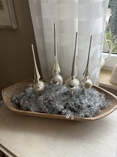 Alter Weihnachtsschmuck Spitzen Silber Glas Christbaumschmuck Baumschmuck 4 St