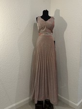 Damen Abendkleid Hochzeit Silvester Metallic Lilla/ Silber Gr. 42 Neu Etikett