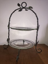 Etagere 2-stöckig Metall mit Glastellern Romantisch