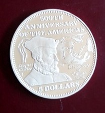 5 Dollars Silber Bahamas 1991