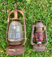 Konvolut 1 x Feuerhand Petroleumlampe 275  rotes Glas + 1x Petroleumlampe 