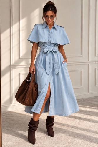 Damen denim hemdblusenkleid - damen, denim-hemdblusenkleid