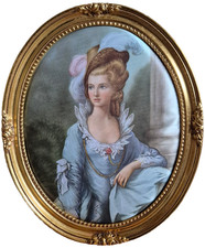 Seidenbild  Oval Holzrahmen