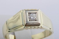 Herren Ring Brillant Diamant 585 14K Gelb Gold Gr. 71 -