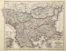 Südosteuropa Balkan Original Stahlstich Landkarte Bibl. Inst. 1865