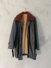 70er Real Mantel Jacke Vintage Leder made in Poland  XL gr 8 Gefuetteret Winter