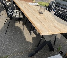 Gartentisch Holz-Esstisch Set 180x85cm Natur  inkl 4 Stühlen anthrazit