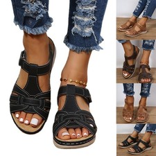 Damen Orthopädische Keil Freizeit Sommer Sandalen Komfort Flache Schuhe DE