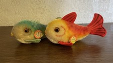 Rare: 2 x original Steiff Goldfisch Flossy, Fish, pair, ca. 12 cm, Fische, Fisch