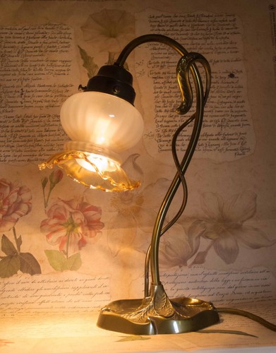 Lampe messing floraler stil - messing,