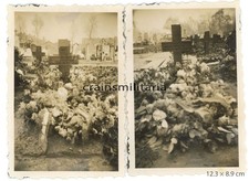 2x Orig. Foto Grab Soldaten in Friedhof OUDENAARDE Flandern Belgien 1941
