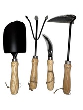 4-teiliges Gartenwerkzeug-Set mit Holzgriffen robust & ergonomisch