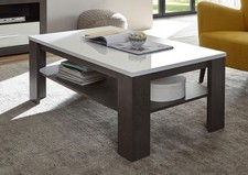 Etero Couchtisch 118x72cm dark concret weiß Hochglanz Wohnzimmertisch