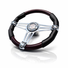 Bootslenkrad Holz schwarz