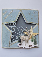 Laser Grußkarte, Weihnachtsgrußkarte, mi 3 D Motiv und Halbperlen