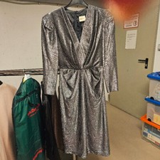 Abendkleid silber Glitzer mit geraffter Taille