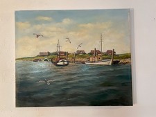 Ölgemälde vermutlich Hallíg Hafen Oland