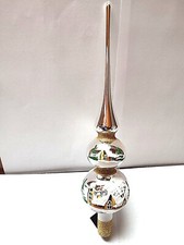 Christbaumspitze silber aus Glas mit 2 Kugeln Baumspitze Christbaumschmuck (641)