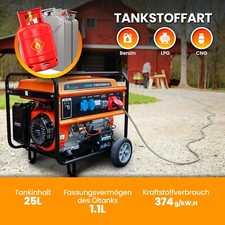 Generator LPG/GAS/BENZIN Stromgenerator 5.5kW Notstromaggregat 2x 230V+400V