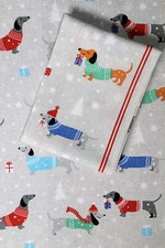 Kracht Geschirr-Küchen-Trockentuch "Weihnachtsdackel" Weihnachten  Halbleinen