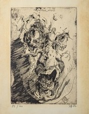 Horst Janssen, Magdalenengrüße VI, Radierung, handsigniert, num., 1982