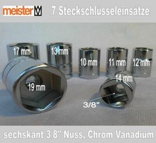 Steckschlüsseleinsätze, Nuss, Stecknüsse, 3/8 Zoll, Metrisch, 7 St. 