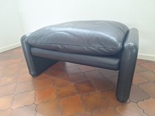Cassina Maralunga 675 Hocker, Leder schwarz