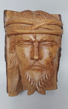 Jesus Antlitz Kopf Gesicht Skulptur Holz hand geschnitzt Vintage Volkskunst