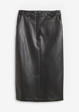 Eleganter Bleistiftrock aus Lederimitat Gr. 38 Schwarz Damen Rock Skirt Neu*