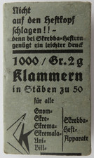 originale Packung Klammern für den Strebba-Heft-Apparat um 1940 (u.a. Wehrmacht)