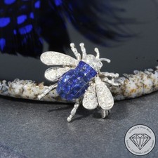 Wert 2190 € Brillant Saphir Anhänger & Brosche 750 18 Karat Weiß Gold xxyy