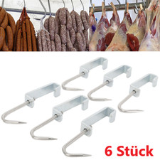 6 Stück Euro-Haken Rohrbahnhaken Metzgerhaken Metzgerei Selbstvermarkter Neu