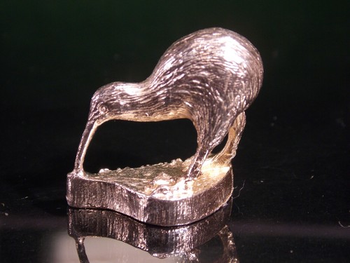Kiwi vogel figur silber 3x3 - figur,