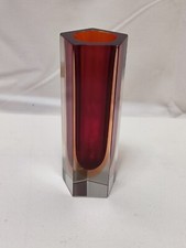 Flavio Poli Murano Glas Blockvase Vase für Seguso 70er Jahre