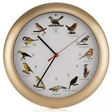 Vogelstimmen-Wanduhr mit 12