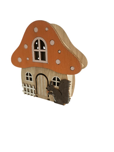 Led pilzhaus holz 15cm - ,