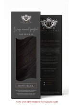 FOXY LOCKS Clip in Human Remy Hair Wrap Pferdeschwanz - Schwarzbraun 22" 55cm