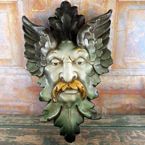Green man maske keramik - green,