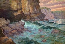 Meeresbrandung. Signiert: G