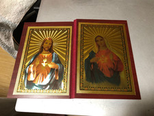 Aufsteller Bild Jesus Maria golden glänzend farbig Kunststoff ca. 17 x  11,5 cm