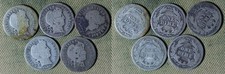 Barber Dime : Lot 5 Coins 1908