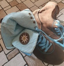 Stockerpoint Wildleder Stiefeletten m. türkis-weiß kariertem Innenfutter, Gr. 38