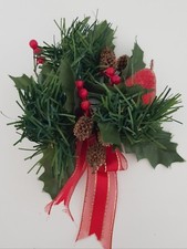 Künstliche Blumen Pflanzen Kerzenring F. Stabkerzen Blütenkranz Weihnachten Rot