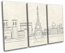 Paris Landmarks City Sketch