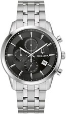 BULOVA 96B412 Armbanduhr Chronograph Edelstahl 41 mm Quarz Silberfarben B-Ware