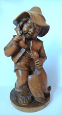 Holzfigur Junge mit Gans GG