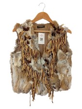 SCHIFFHAUER Damen Fellweste Angora Gr. 36/S Braun Bohemian Fransen