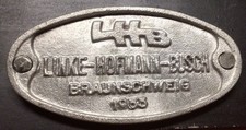 Waggonschild builders plate LHB Braunschweig, sehr gut, Al